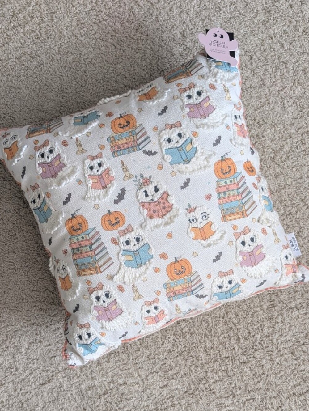 Viral 🎥 Goblin & Ghoul Reading Ghost Throw Pillow, Embroidery & Crochet Pattern